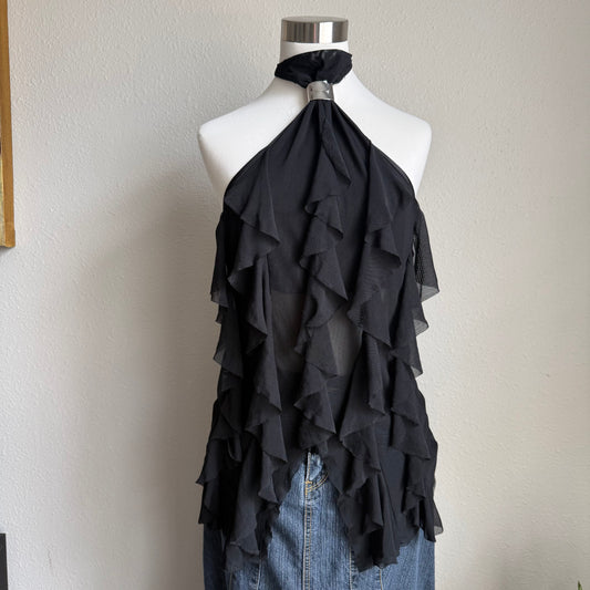 Clubbing ruffled halter top