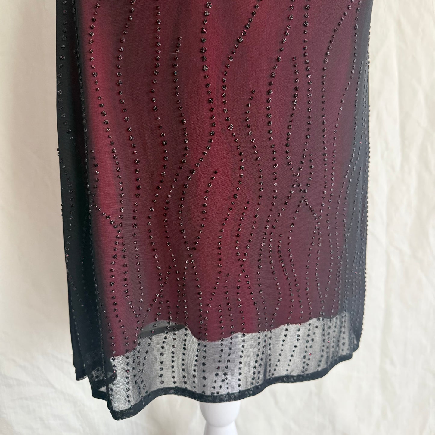 2000s black beaded mesh dress
