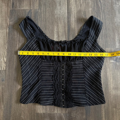 Y2K black pinstripe corset top