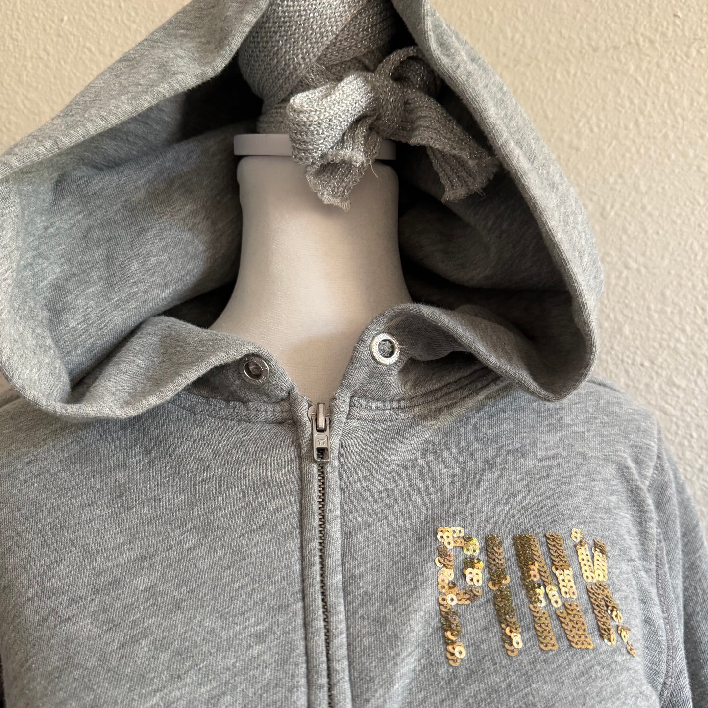PINK sequin zip up hoodie