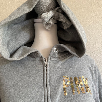 PINK sequin zip up hoodie