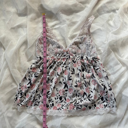 Baby pink rose lace cami