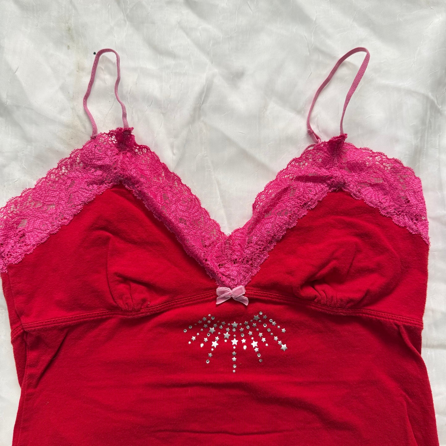 PINK lace fitted cami