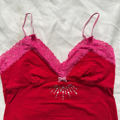 PINK lace fitted cami