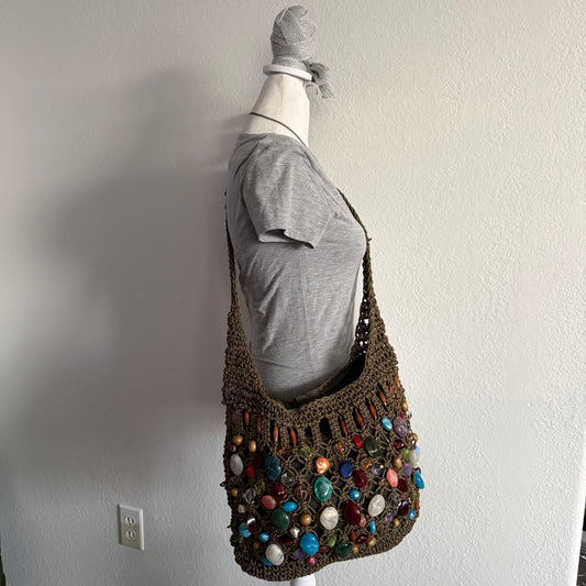 Whimsical beaded crossbody bag