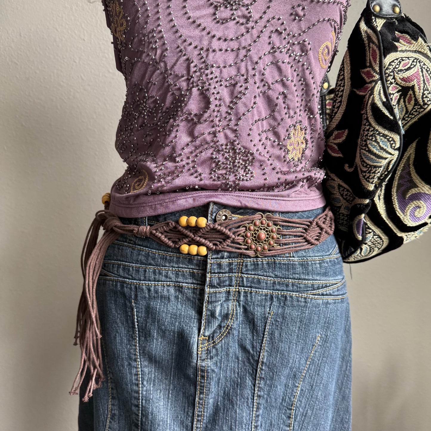 2000s brown beaded belt