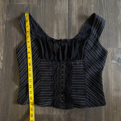 Y2K black pinstripe corset top