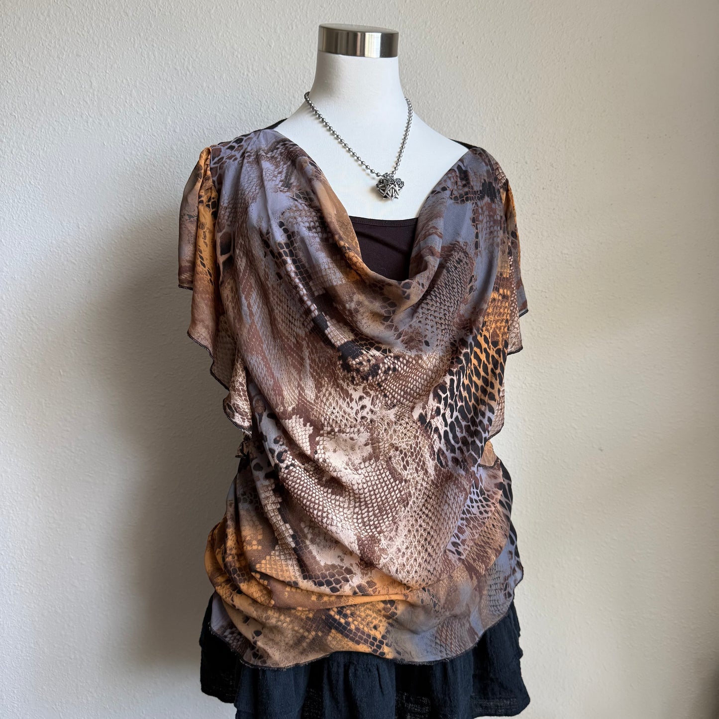 Animal print draped top