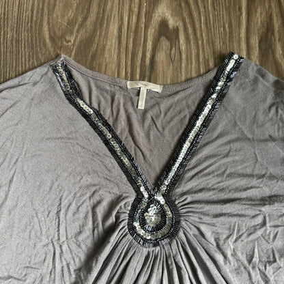 Grey sequin batwing top