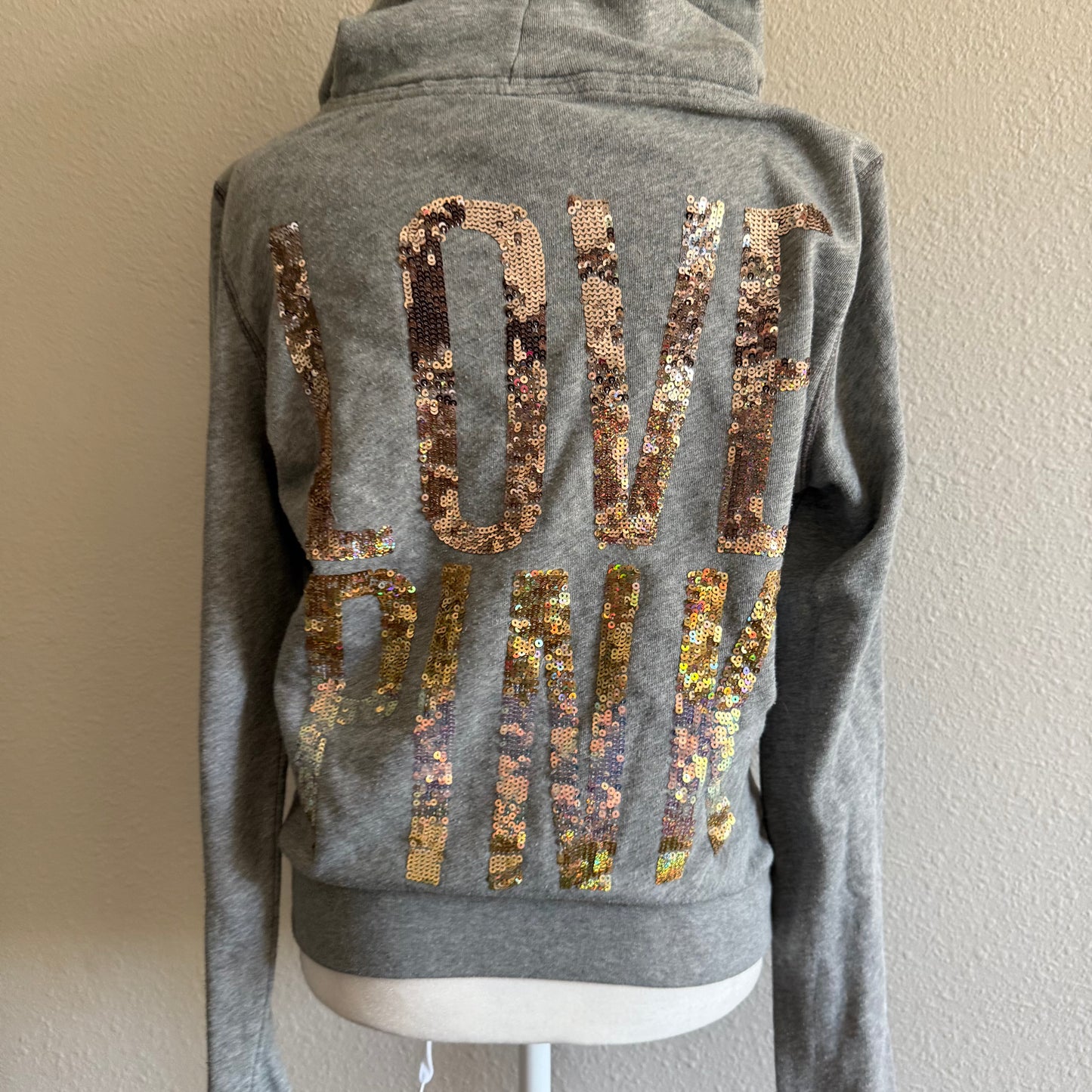 PINK sequin zip up hoodie