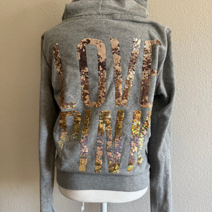 PINK sequin zip up hoodie