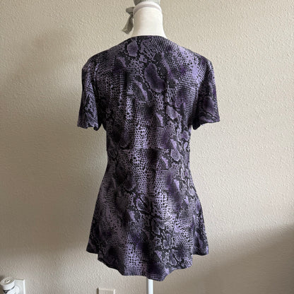 Purple snakeskin ruffle top