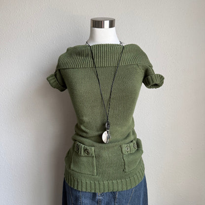 Y2K green cardigan top