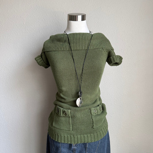 Y2K green cardigan top
