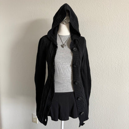 Black cable stitch fitted sweater