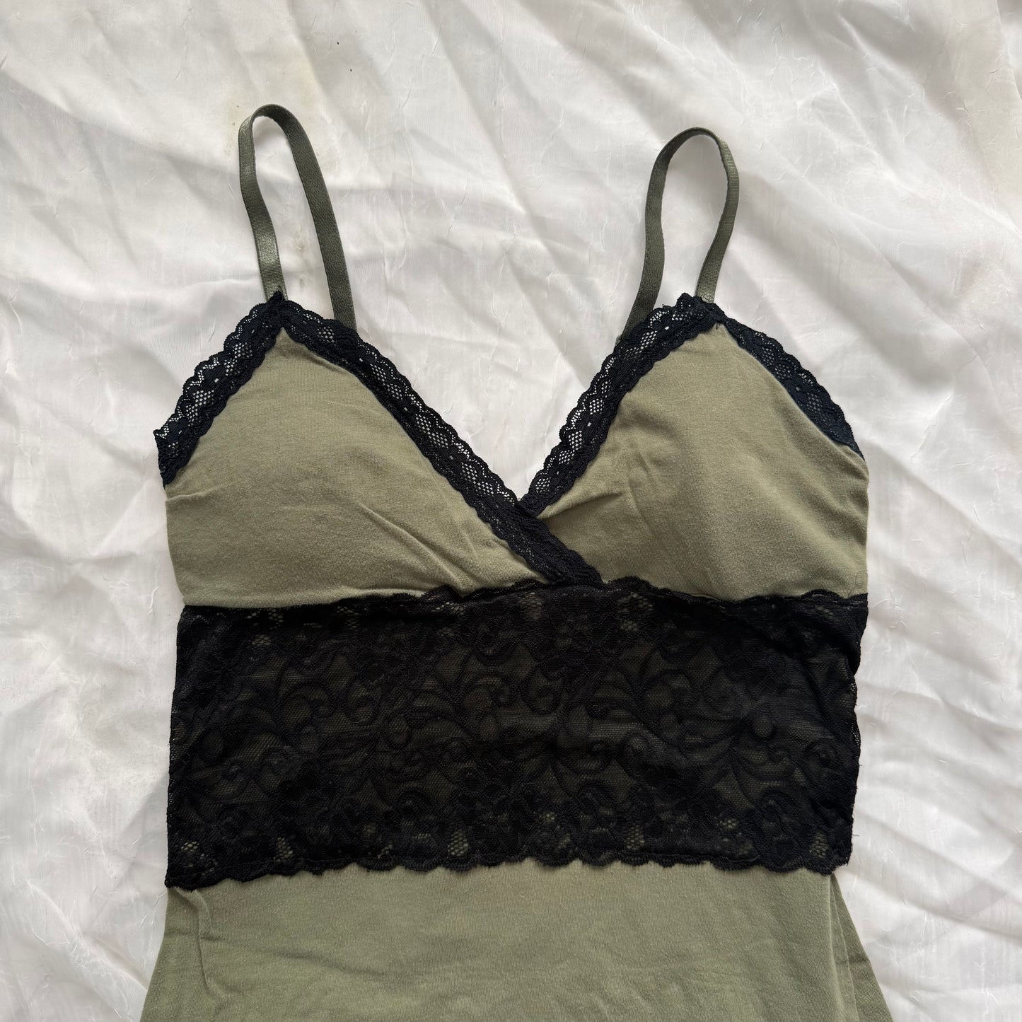Green lace cami top