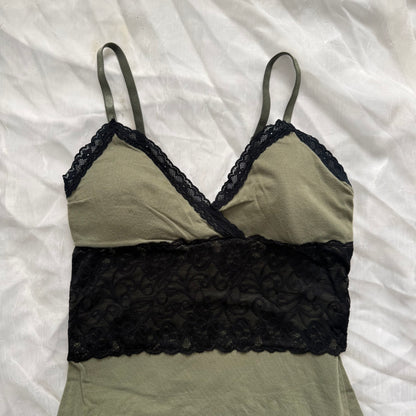 Green lace cami top