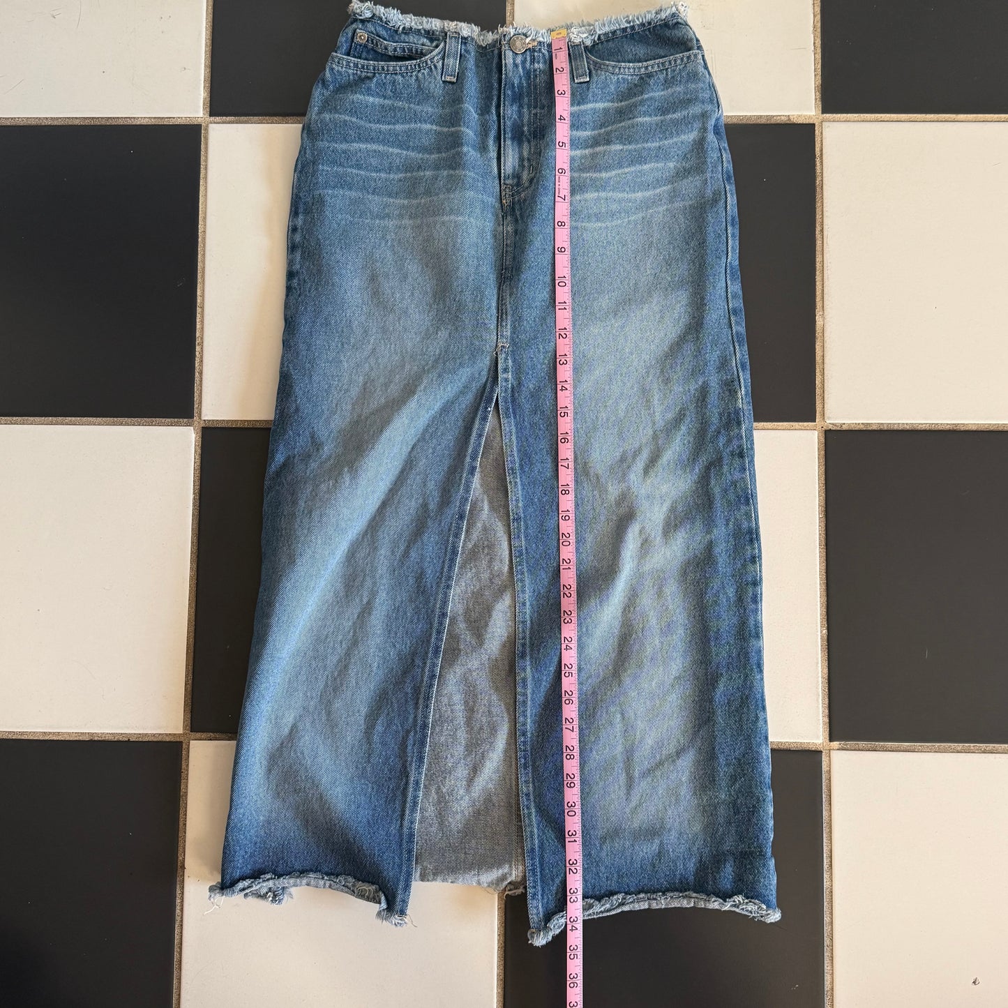 Denim fitted maxi skirt