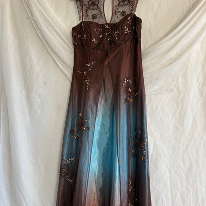 2000s whimsical prom beaded flower dress