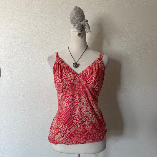 Pink flower paisley cami