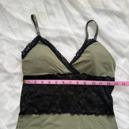 Green lace cami top