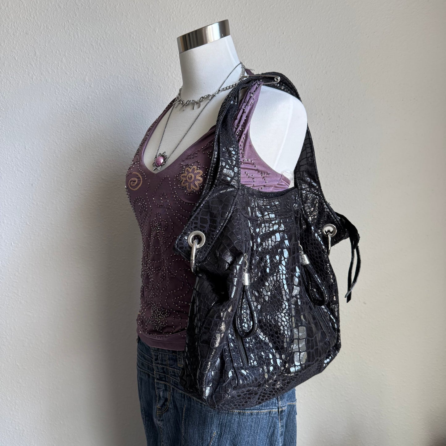 Chloe’s black snakeskin bag