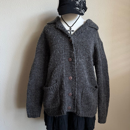 Grey oversized button sweater
