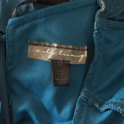 2000s City Triangles blue glitter draping dress