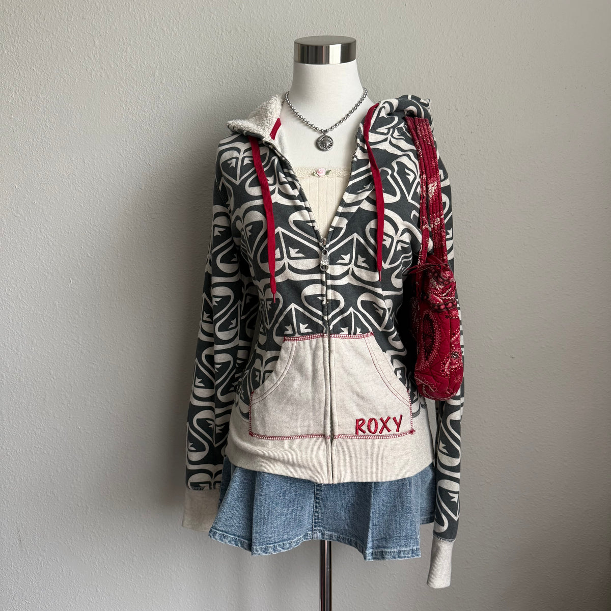 Y2K Roxy heart zip up hoodie