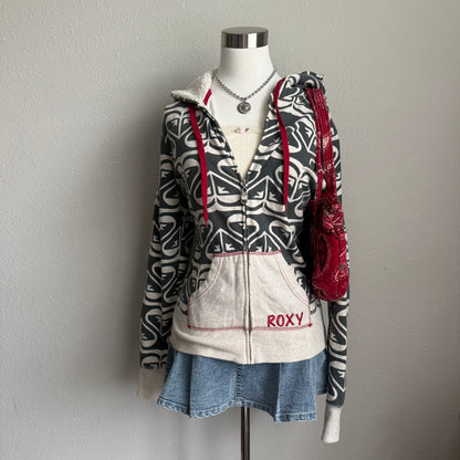 Y2K Roxy heart zip up hoodie