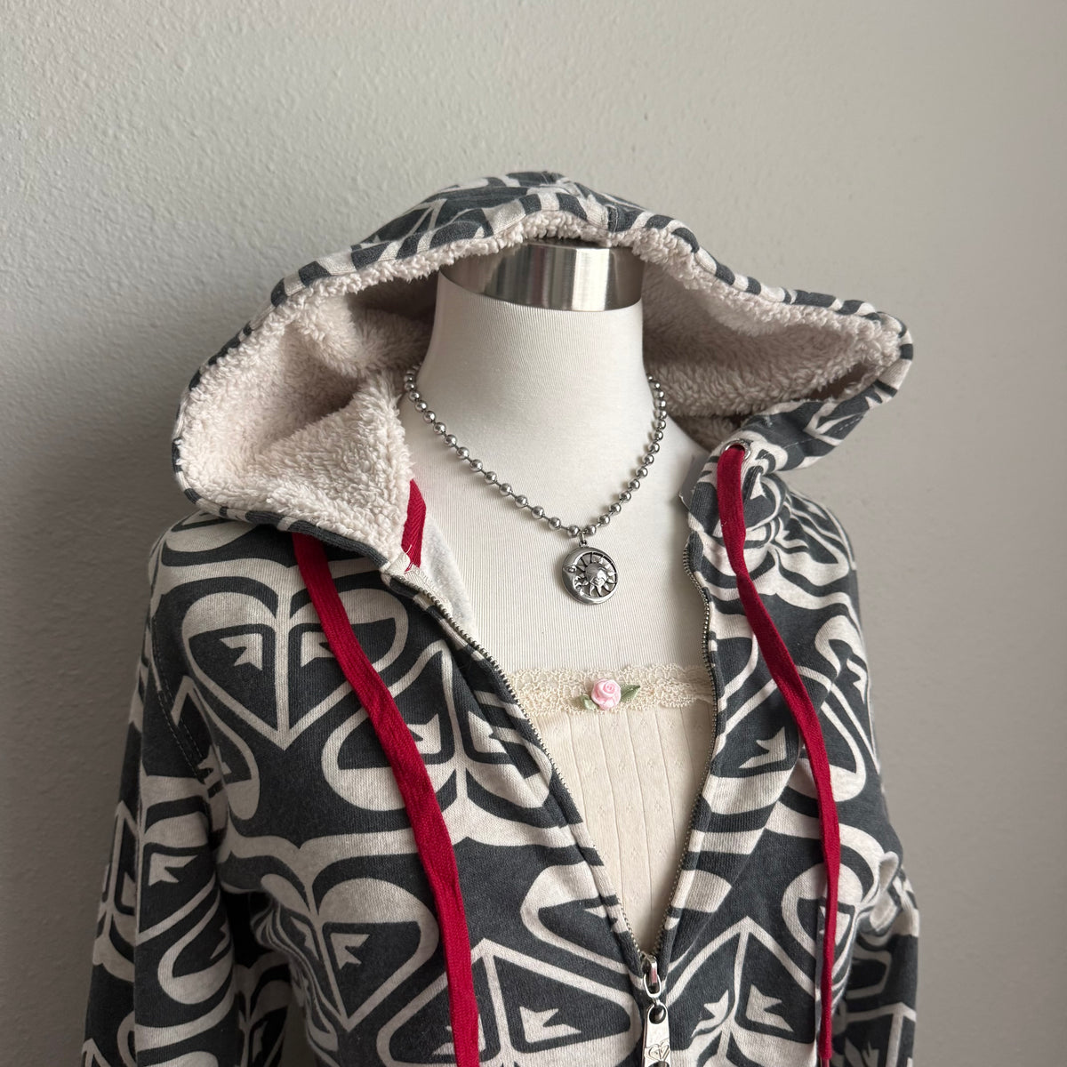 Y2K Roxy heart zip up hoodie